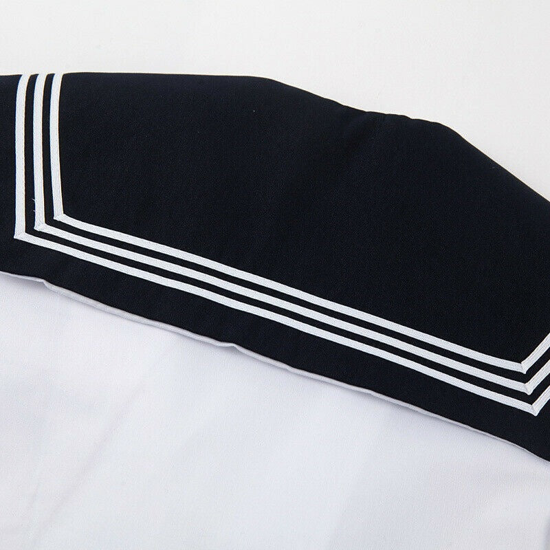 Japanese-style schoolgirl white sailor uniform set for women, JK uniform long-sleeved pleated skirt two-piece set
